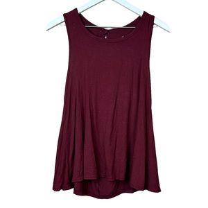 Alya Burgundy Sleeveless Drape Scoop Back Rayon Blend Top Women Sz S